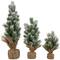 8.5", 12.5", & 17.5" Unlit Flocked Pine Artificial Christmas Trees with Burlap Base Set
